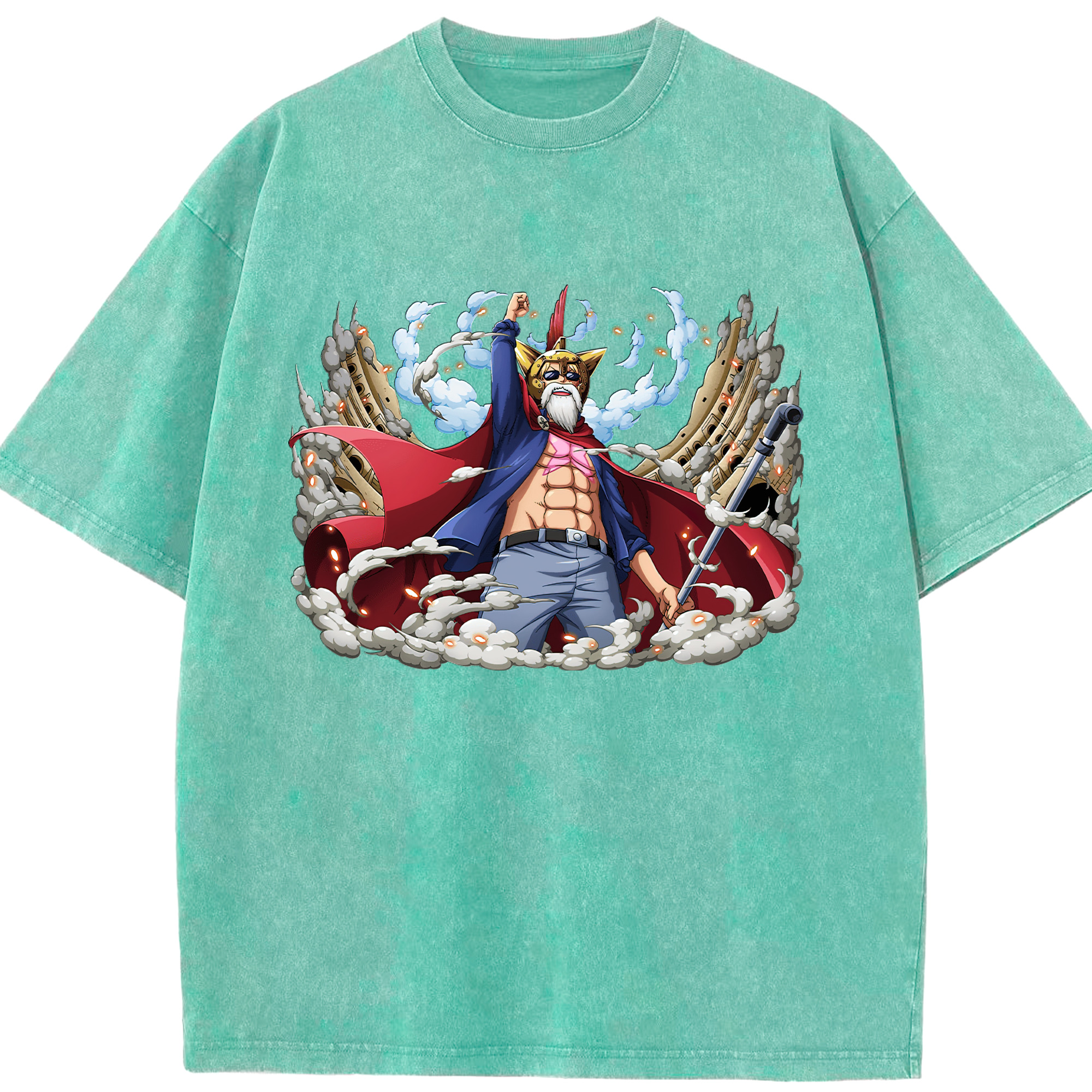 ワンピース モンキー・D・ルフィ ONE PIECE Monkey D. Luffy 綿100% ヴィンテージ風 半袖Tシャツ（フロントプリント）